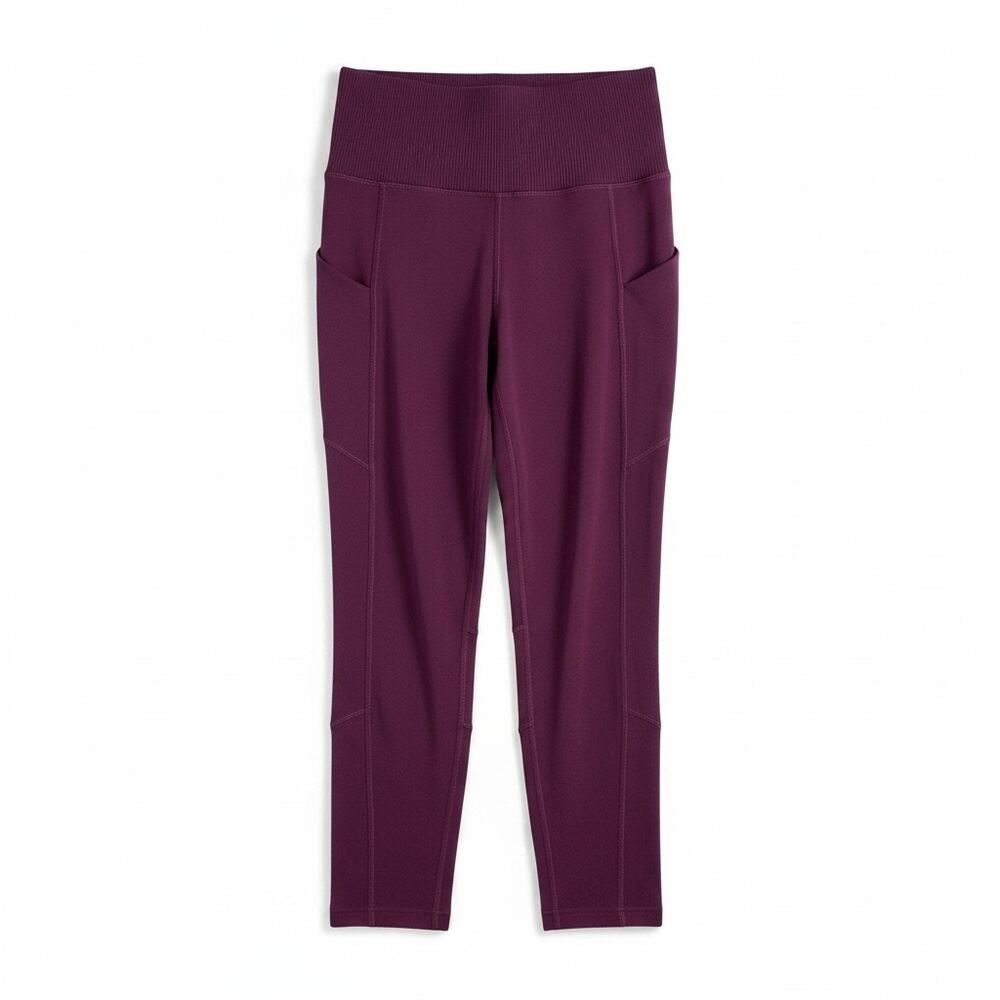FABLETICS Womens Pureluxe Workout Pockets Leggings Burgundy Gym Activewear Soft